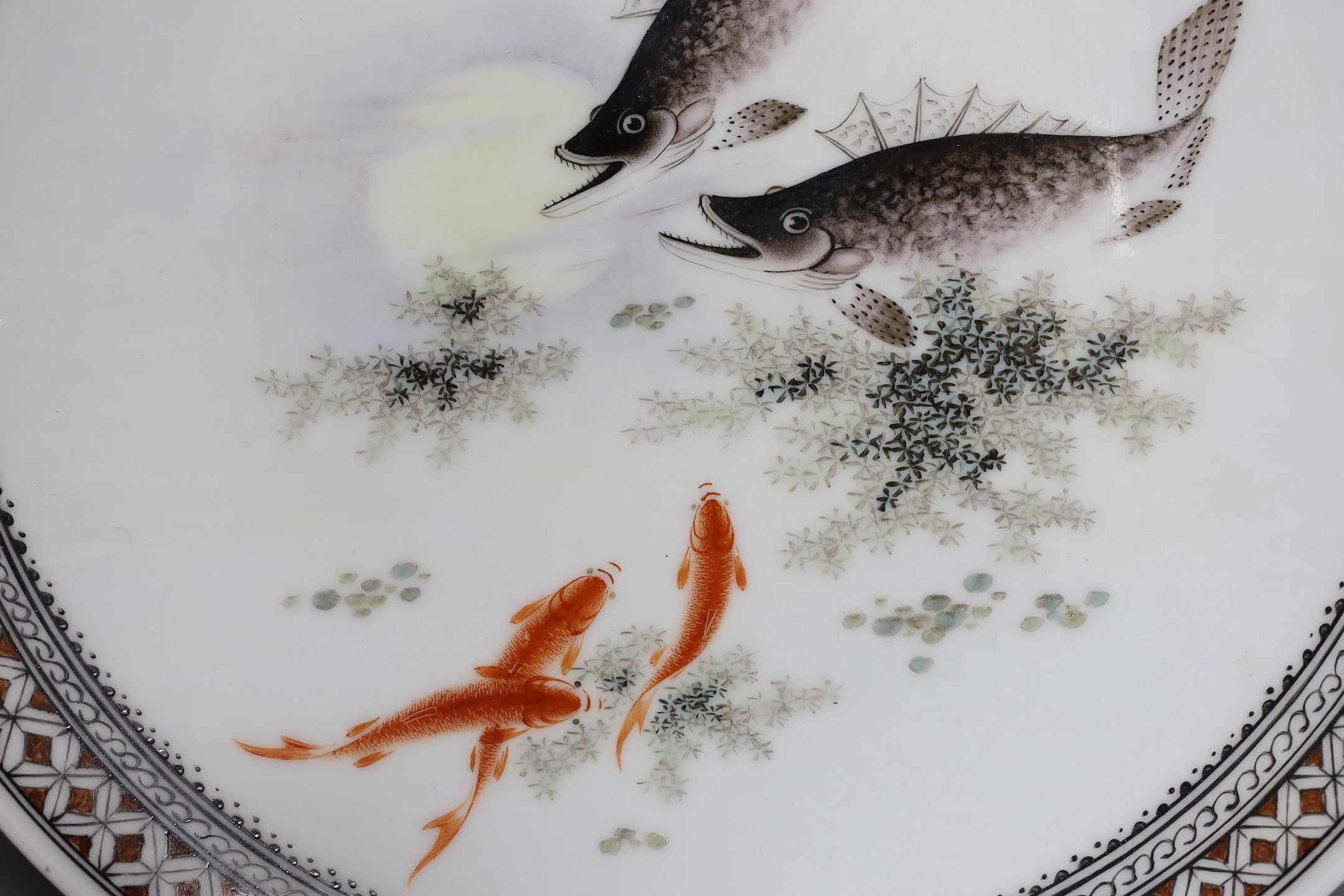 Two Chinese enamelled porcelain dishes, largest 27.5 cms diameter.